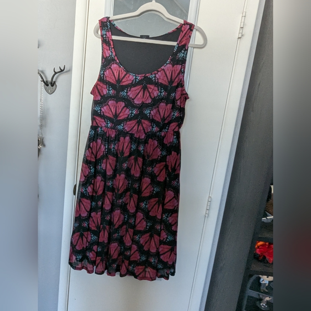 torrid Black & Pink Butterfly Print Tank Mini Dress